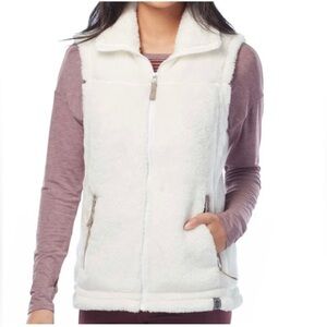 free country alpine butter pile faux fur white vest